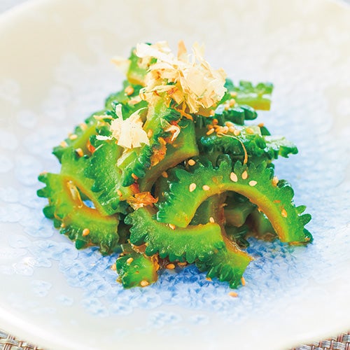 Bitter melon and bonito flakes with honey dressing