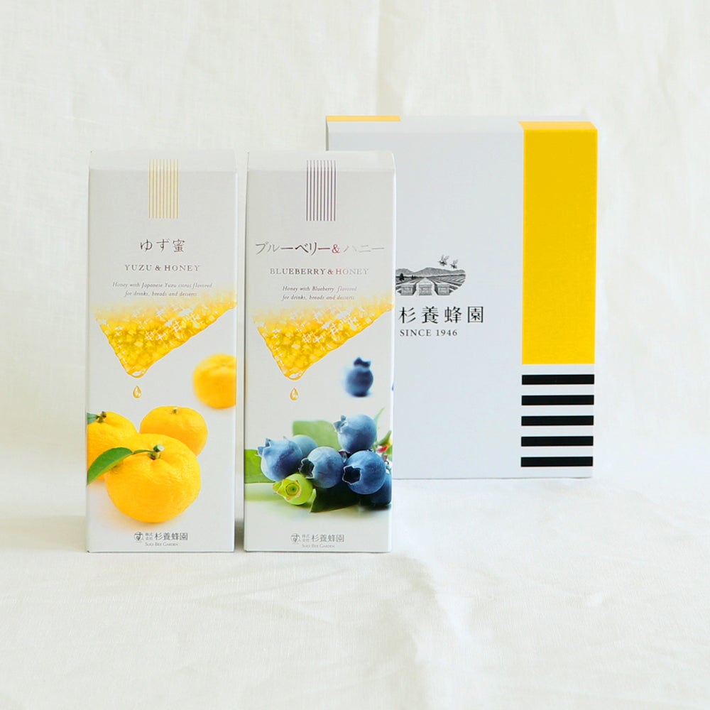 Fruit Juice Infused Honey 500g ×2 bottles Gift (Yuzu, Blueberry)