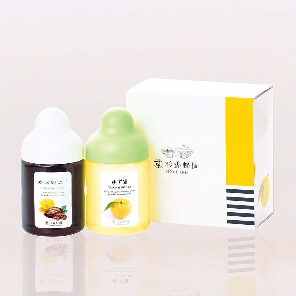 果汁蜜300g×2本ギフト(ゆず蜜、カカオ)｜はちみつの専門店なら杉養蜂園