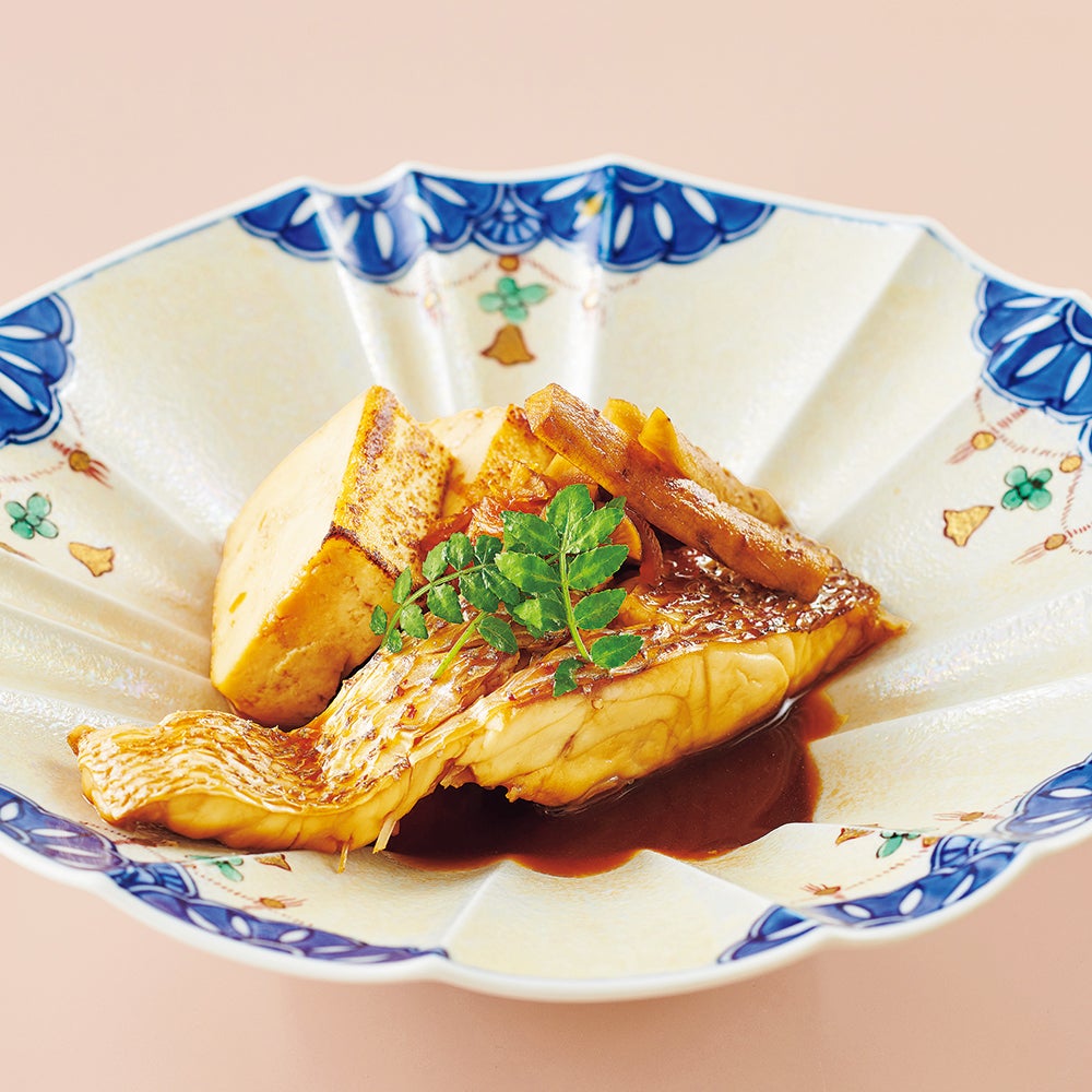 Sea bream and burdock simmered with ginger