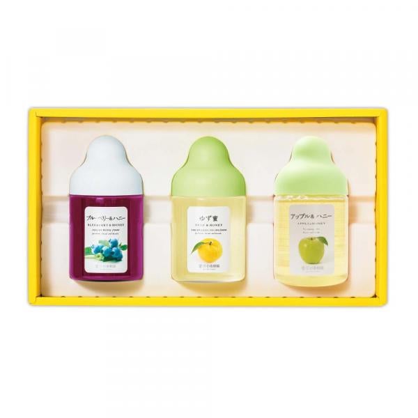 果汁蜜3本ギフトセット(ゆず蜜、アップル、ブルーベリー)Q3P