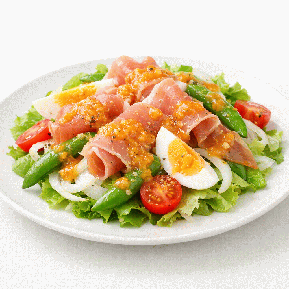 新玉ねぎとスナップエンドウのサラダ