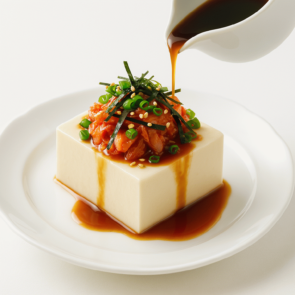 キムチ冷奴のマヌカだれがけ