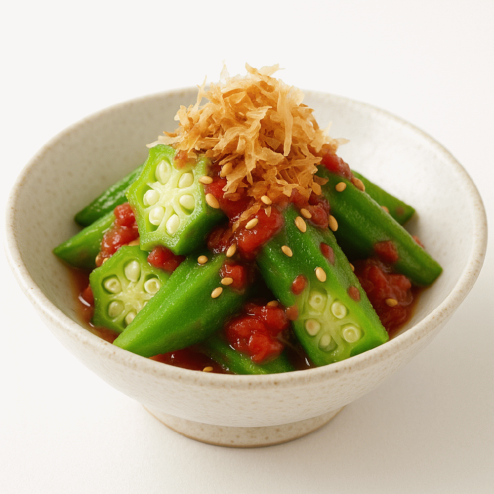 はちみつとりんご酢の万能梅たれで作るオクラの和え物