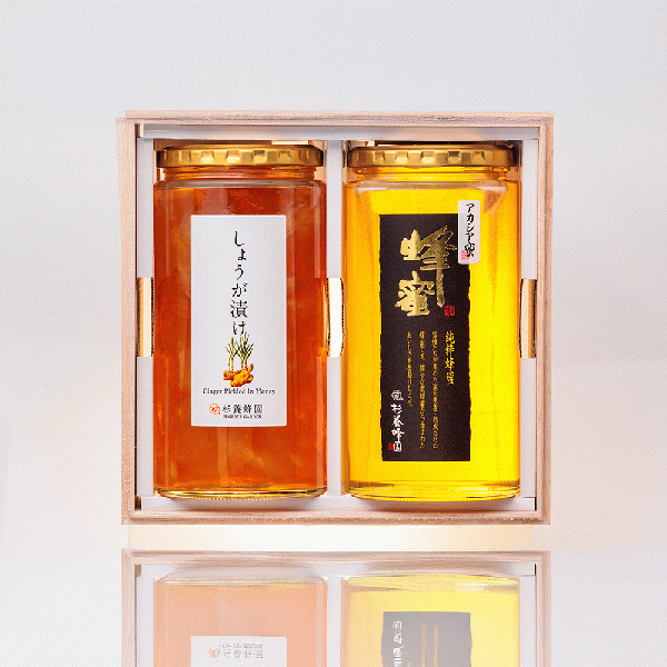 しょうが漬け/ルーマニア産アカシア蜜2本セット(木箱入り)EWRO1000