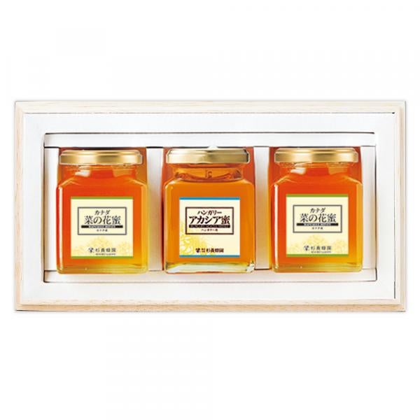 Pure Ripe Honey 3 bottles Gift (Rapeseed Honey- Made in Canada x 2, Acacia Honey- Made in Hungary 200g) K2WA34