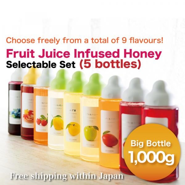 Fruit Juice Infused Honey 1000g Selectable Set (5 bottles)