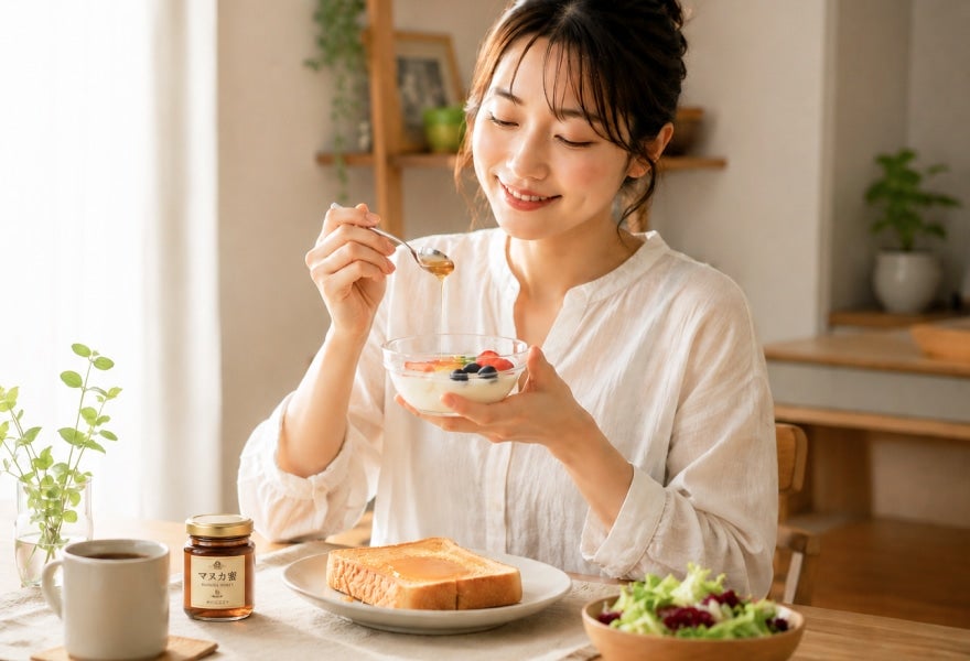 朝食に